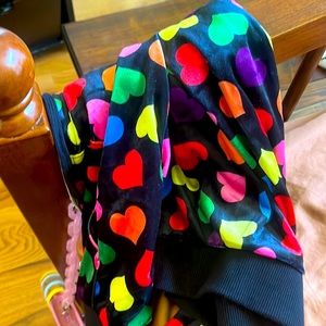 Club Exx Circle of Love Velour zip Jacket cropped HoodiE XS black rainbow hearts